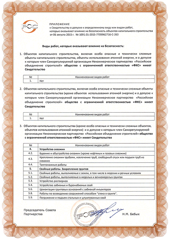 Свидетельство СРО ООО «ФКС-Краснознаменск»